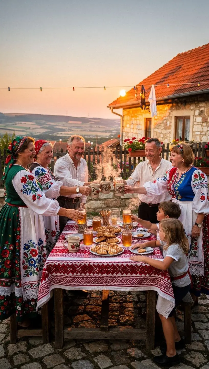 Kamilla virágokból készült este teázó csésze, mellette mézeskalács.